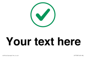 Custom plain background, green tick in circle sign